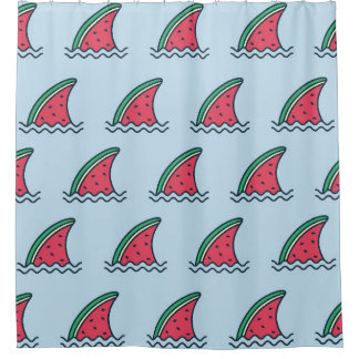 Wassermelonhai: Wellenmuster-Design. Duschvorhang