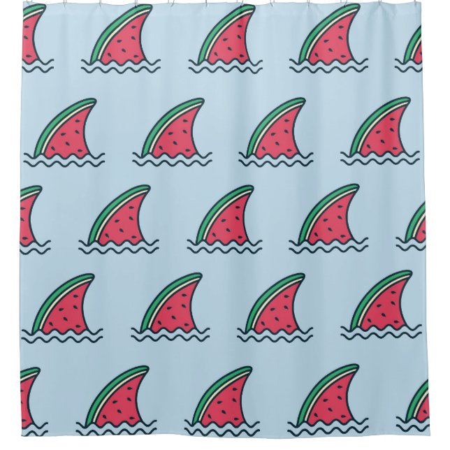 Wassermelonhai: Wellenmuster-Design. Duschvorhang (Vorderseite)
