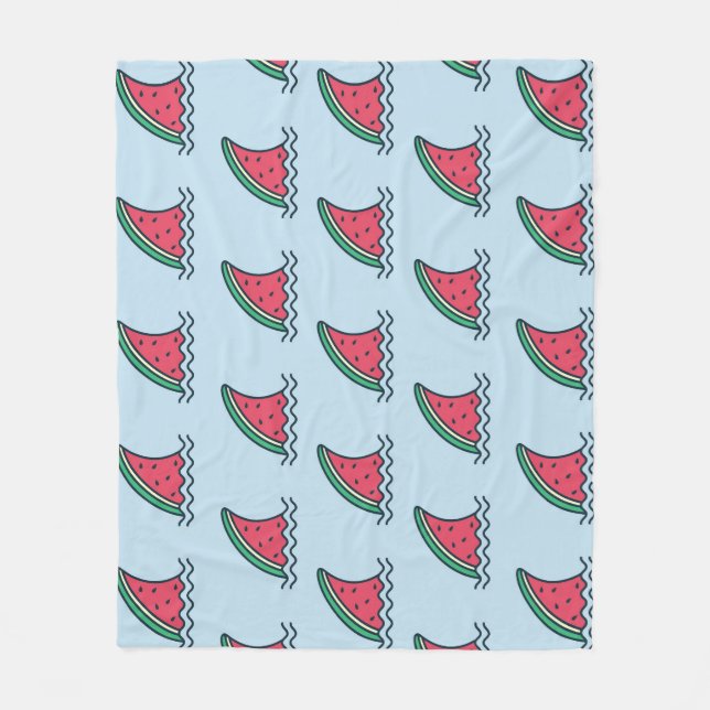 Wassermelonhai: Wellenmuster-Design. Fleecedecke (Vorderseite)