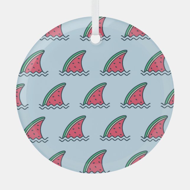 Wassermelonhai: Wellenmuster-Design. Ornament Aus Glas (Vorderseite)