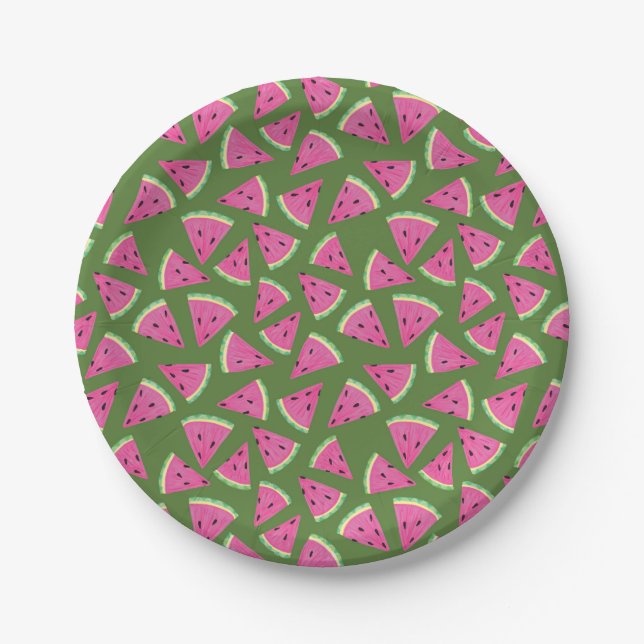 Wassermelonmuster Pappteller (Vorderseite)