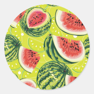 Wassermelonmuster Runder Aufkleber