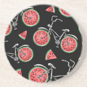 Wassermelonrad Fahrräder, Sommermuster. Getränkeuntersetzer