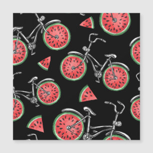 Wassermelonrad Fahrräder, Sommermuster. Magnetkarte