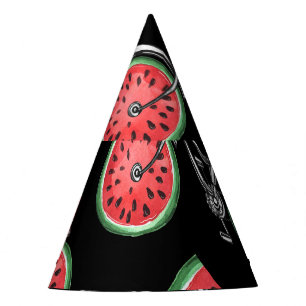 Wassermelonrad Fahrräder, Sommermuster. Partyhütchen