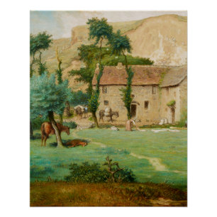Wassermühle am Fuße des Berges Poster