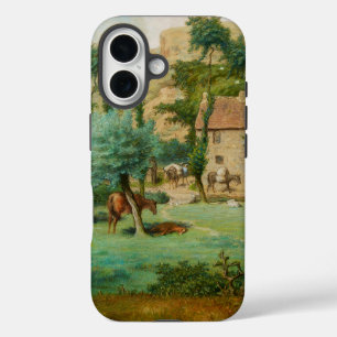Wassermühle am Fuße eines Berges iPhone 16 Hülle