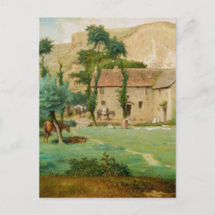Wassermühle am Fuße eines Berges Postkarte