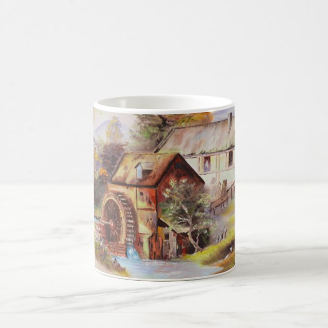 Wassermühle und Fluss Kaffeetasse (Mittel)