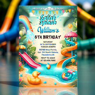 Wasserpark Cool Sommerspulpadt 4. Geburtstag Einladung