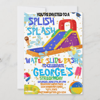 Wasserpark Kindergeburtstag Custom Einladung