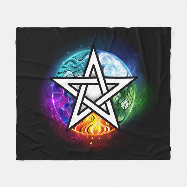 Wasserpentagramm Fleecedecke (Vorderseite (Horizontal))