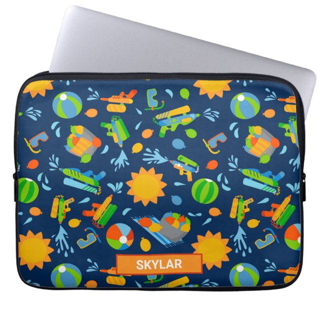 Wasserpistolen Wasserballons Sommerkinder Muster Laptopschutzhülle (Vorderseite)