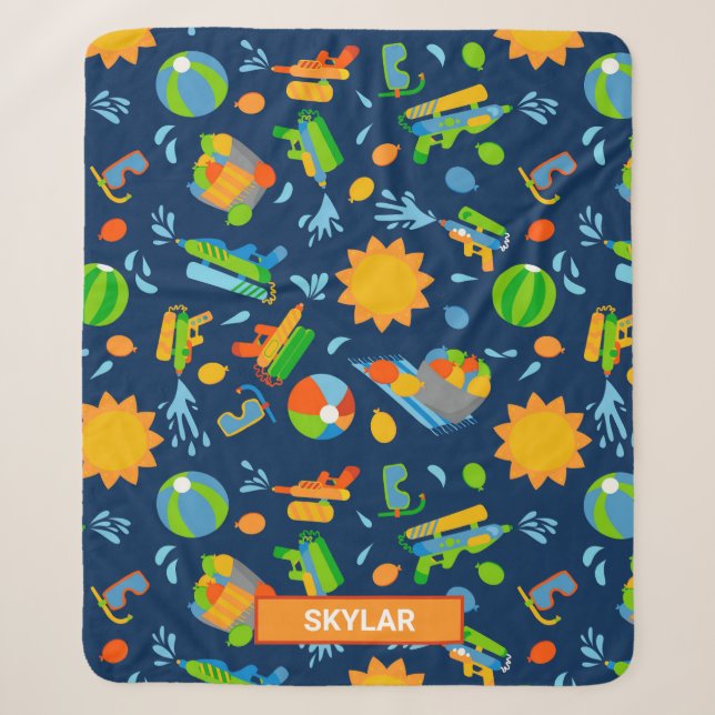 Wasserpistolen Wasserballons Sommerkinder Muster Sherpadecke (Vorderseite)