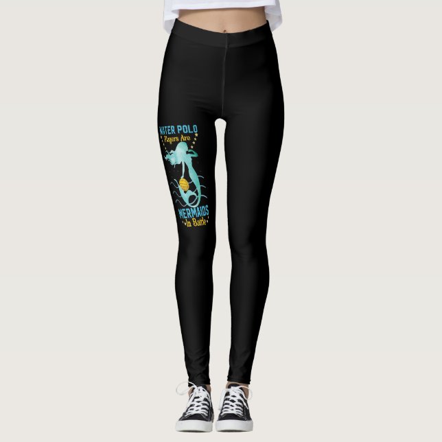 Wasserpolo-Spieler sind Meerjungfrauen im Kampf Leggings (Vorderseite)