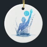 Wasserpolo Vintager Sportler mit Ball Keramik Ornament<br><div class="desc">Wasserpolo Vintager Designsport-Athlet mit Ball im Wasser für Mannschaftssport und Wasserpolo. Polo-Spieler mit Helm, der im Wasser Sport treibt. Wasserpolo-Kunstwerke für alle Schwimmfreunde. Water Polo Vintages Design Sport Athlete mit Ball für Wassersportler und Wasserfreunde. Wasserball-Spieler Retro, Souvenir für Fans. Sie können das Design einfach anpassen und personlisieren, indem Sie den...</div>
