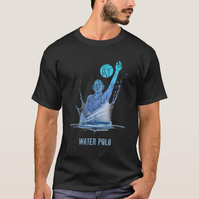 Wasserpolo Vintager Sportler mit Ball T-Shirt (Vorderseite)