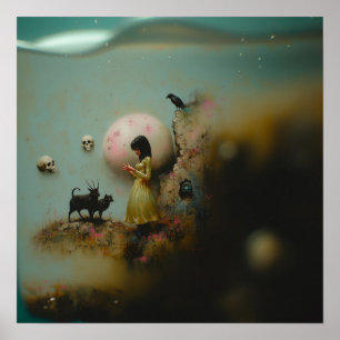 Wasserpriestes Raven Witchy AI Art Matt Value Poster