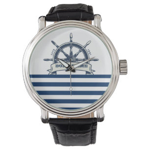 Wasserrad, blaue Streifen Armbanduhr