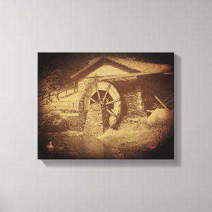 Wasserrad Ententeich Vintage  Leinwanddruck