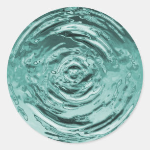 Wasserriss Aquamarin Runder Aufkleber