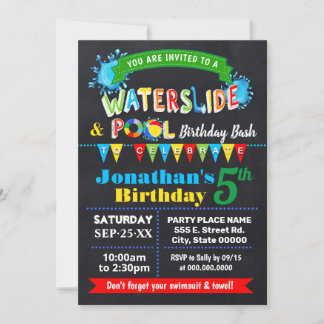 Wasserrutschbecken Becken Geburtstagsparty Einladung