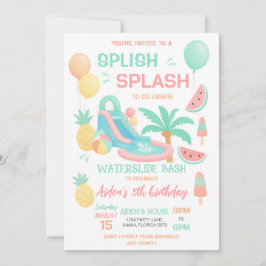 Wasserrutsche Geburtstagsparty Einladung