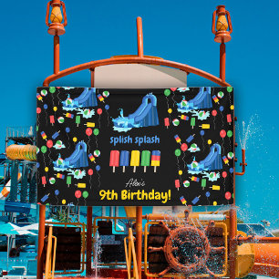 Wasserrutsche Kinder Sommer Splish Splash Geburtst Banner