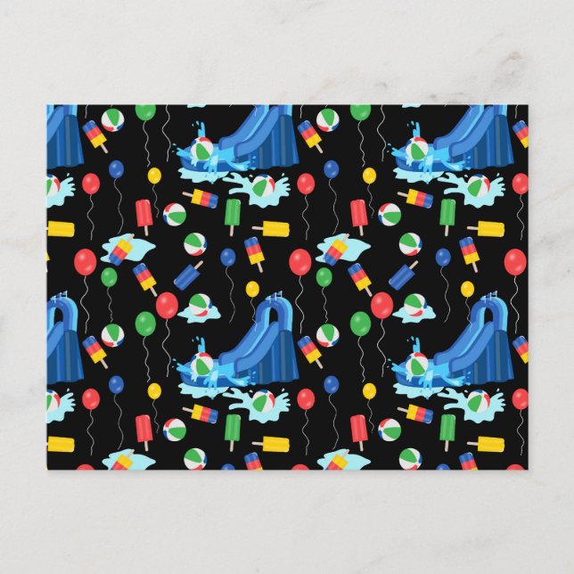 Wasserrutsche Kinder Sommerjunge Mädchen Spaß Postkarte (Vorderseite)
