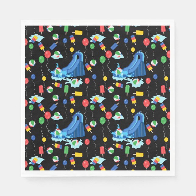 Wasserrutsche Kinder Sommerjunge Mädchen Spaß Serviette (Vorderseite)