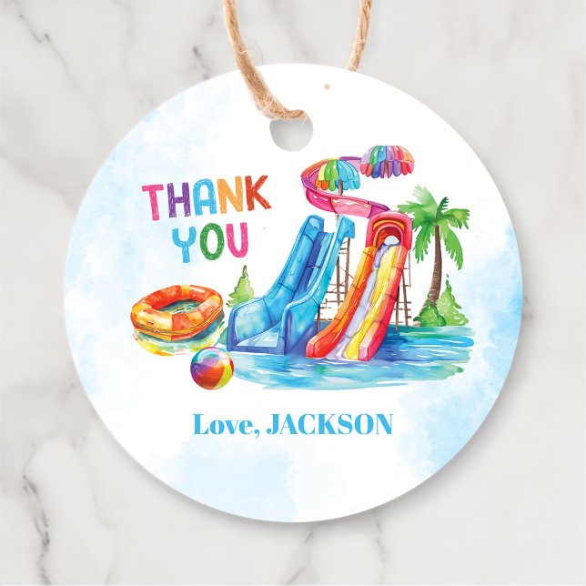 Wasserrutsche Splash Geburtstagsparty Danke Geschenkanhänger (Von Creator hochgeladen)