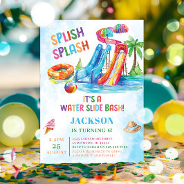 Wasserrutsche Splash Geburtstagsparty Einladung
