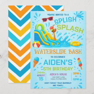 Wasserschieber Einladung, Wasserrutsche Geburtstag Einladung