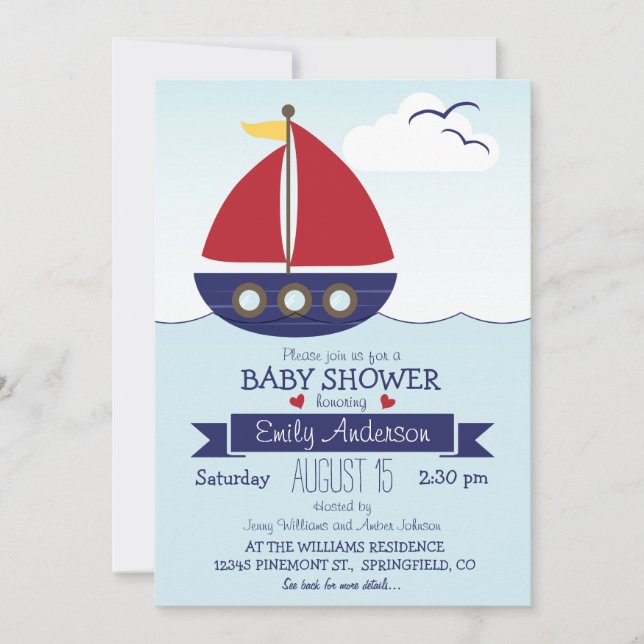 Wasserschiff, Ocean Baby Shooter oder Sprinkle Einladung (Vorderseite)