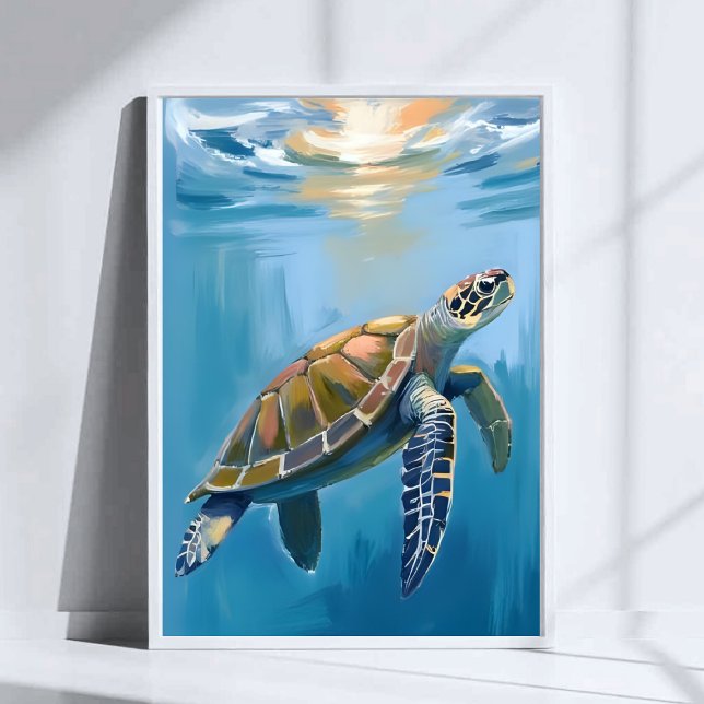 Wasserschildkröte Ozean Tier Wasserfarbe Poster (Von Creator hochgeladen)