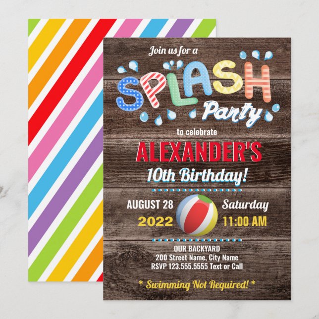 Wasserschlauch Kinder Sommerliches Party Einladung (Vorne/Hinten)