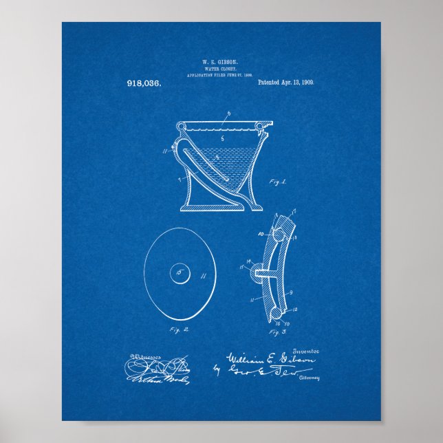 Wasserschrank - Toilettenpatent - Blueprint Poster (Vorne)