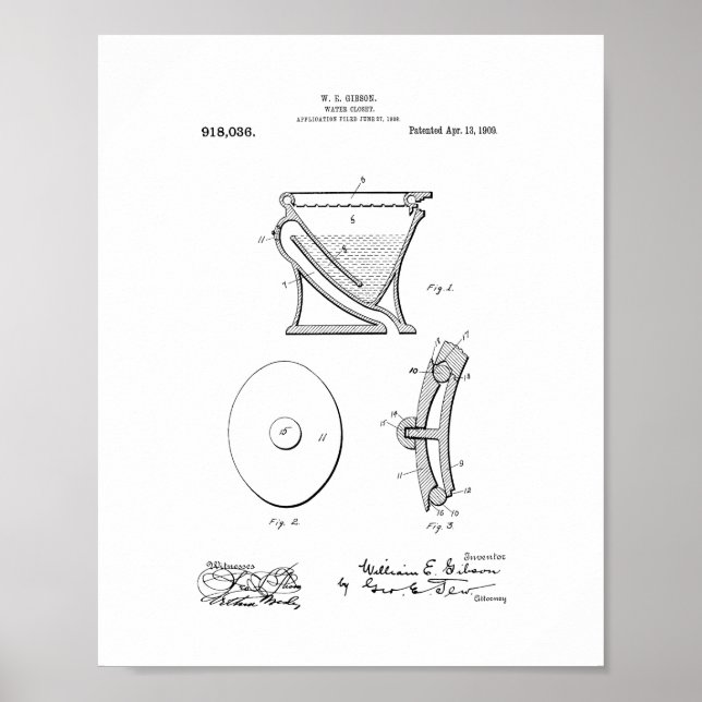 Wasserschrank - Toilettenpatent Poster (Vorne)