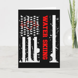 Wasserski-Grafik mit Vintage-USA-Flagge für Frau Karte
