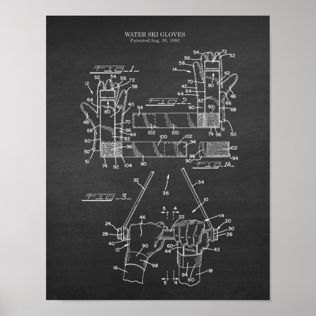 Wasserski-Handschuhe Patent Nr. 2 Lake House Wandd Poster (Vorne)