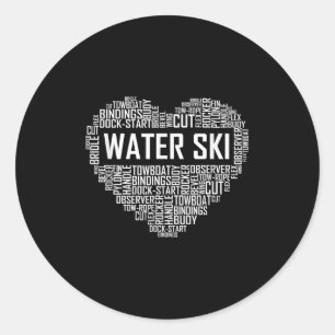 Wasserski-Herzensliebhaber-Geschenk Waterski-Liebe Runder Aufkleber