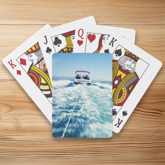 Wasserski hinter dem Speed Boat Vertikales Foto Spielkarten (Water Skiing Behind Speed Boat Vertical Photo Poker Cards)