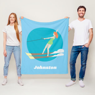 Wasserski im Vintage-Stil Fleecedecke