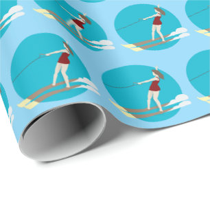 Wasserski im Vintage-Stil Geschenkpapier