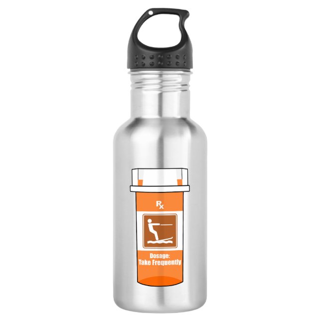 Wasserski ist mein Medikament Edelstahlflasche (Vorderseite)