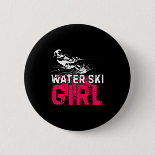 Wasserski Mädchen Wasserskilauf Wassersport Wasser Button
