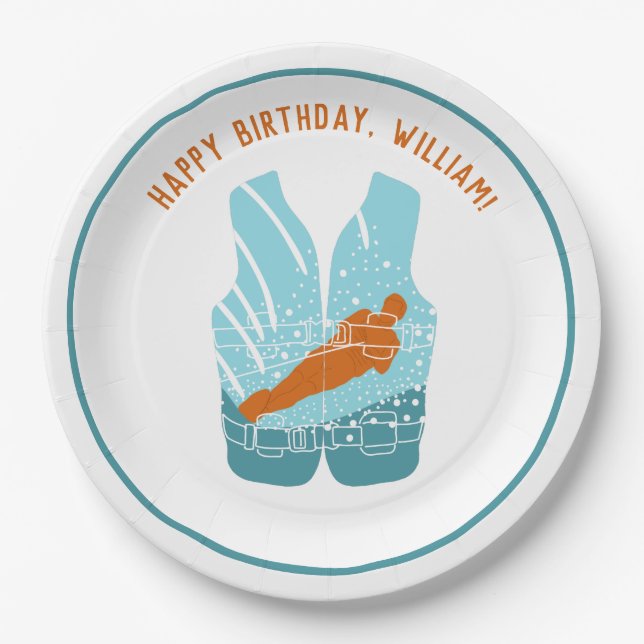 Wasserski-Rettungsweste Grafik Personalisiert Pappteller (Vorderseite)