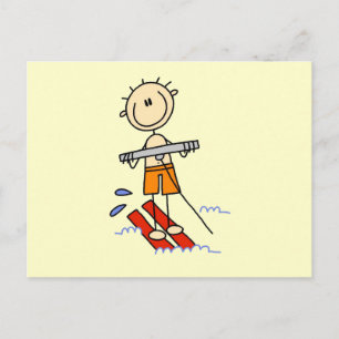 Wasserski-Strichmännchen Postkarte