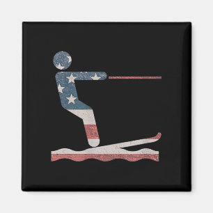 Wasserski T Shirt Wasserski - Amerikanisches Flag Magnet