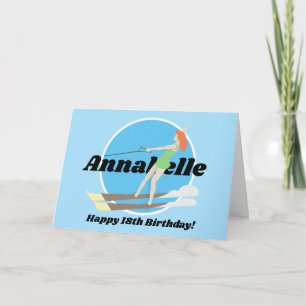 Wasserskier im Vintage-Stil Karte